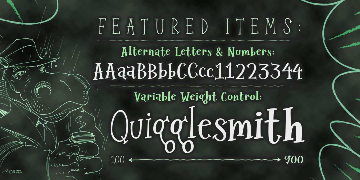 Beispiel einer Quigglesmith Bold-Schriftart